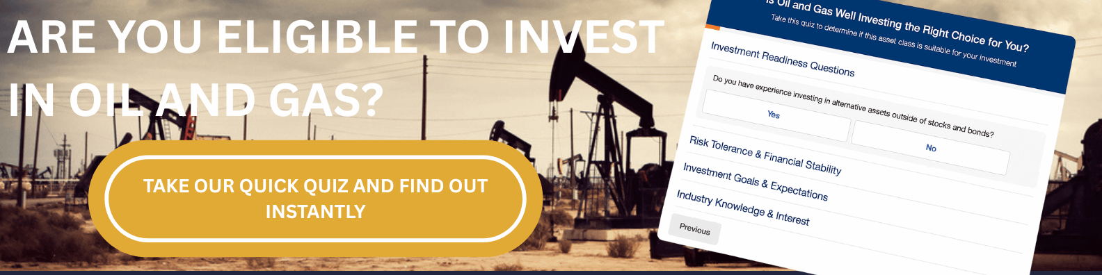 Oil and Gas Investment Quiz banner