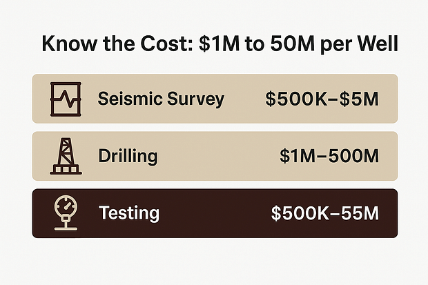 Cost breakdown infographic for stages of oil well development